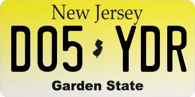 NJ license plate D05YDR