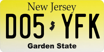 NJ license plate D05YFK