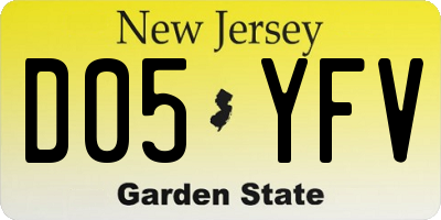 NJ license plate D05YFV