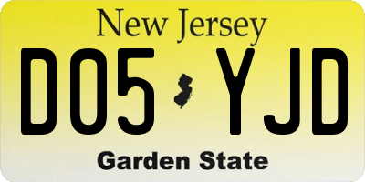 NJ license plate D05YJD