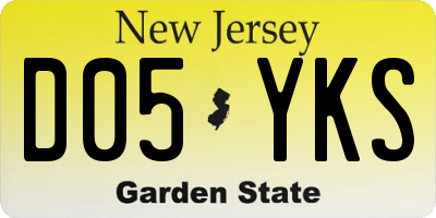 NJ license plate D05YKS