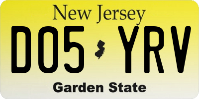 NJ license plate D05YRV