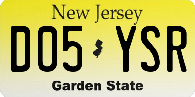 NJ license plate D05YSR
