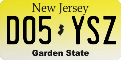 NJ license plate D05YSZ