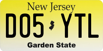 NJ license plate D05YTL