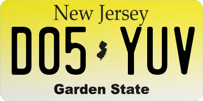 NJ license plate D05YUV