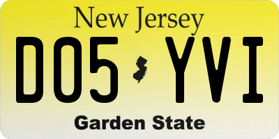 NJ license plate D05YVI