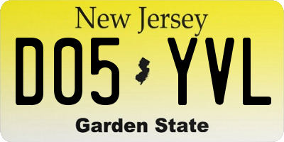 NJ license plate D05YVL