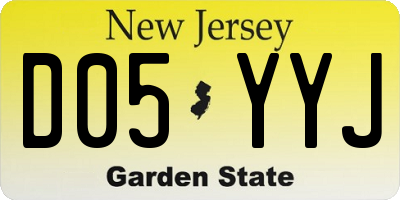 NJ license plate D05YYJ
