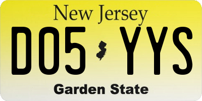 NJ license plate D05YYS