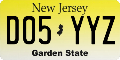 NJ license plate D05YYZ