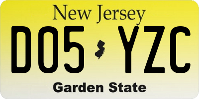 NJ license plate D05YZC