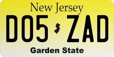 NJ license plate D05ZAD
