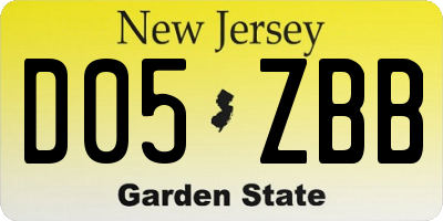 NJ license plate D05ZBB