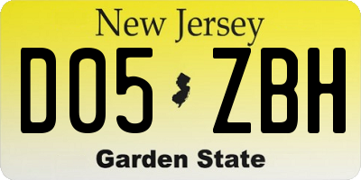 NJ license plate D05ZBH