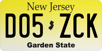 NJ license plate D05ZCK