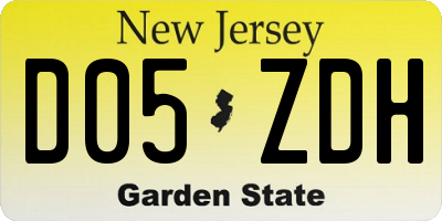 NJ license plate D05ZDH