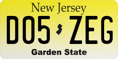 NJ license plate D05ZEG