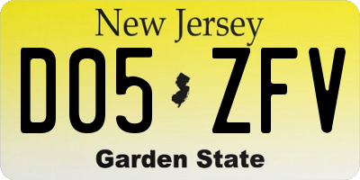 NJ license plate D05ZFV
