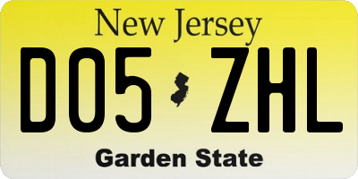 NJ license plate D05ZHL