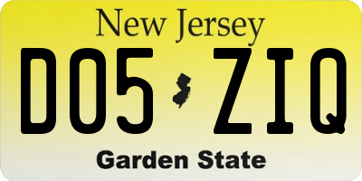 NJ license plate D05ZIQ