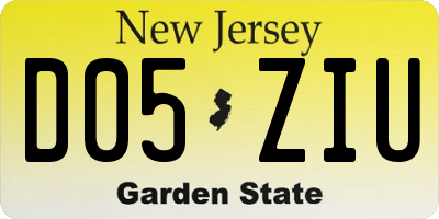 NJ license plate D05ZIU