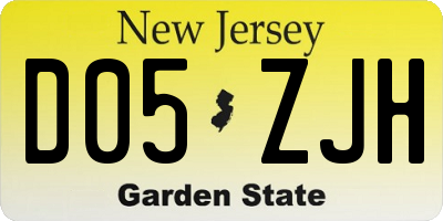 NJ license plate D05ZJH