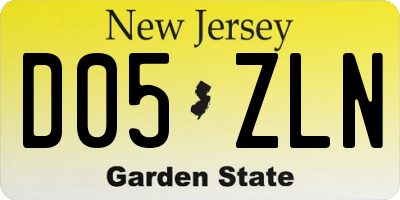 NJ license plate D05ZLN