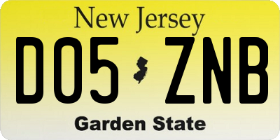 NJ license plate D05ZNB