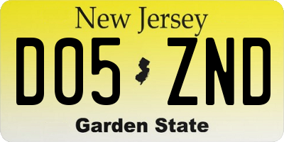 NJ license plate D05ZND