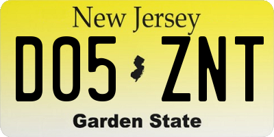 NJ license plate D05ZNT