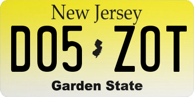 NJ license plate D05ZOT
