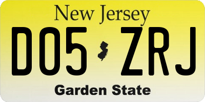 NJ license plate D05ZRJ
