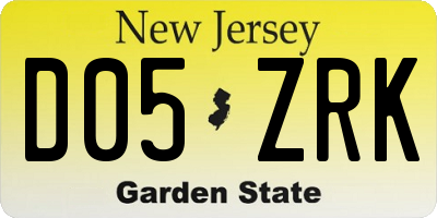 NJ license plate D05ZRK