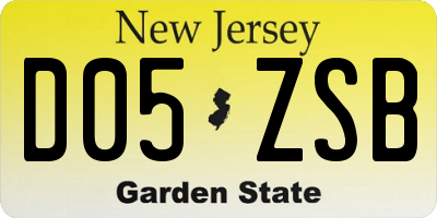 NJ license plate D05ZSB