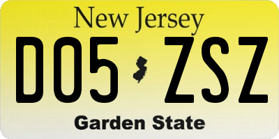 NJ license plate D05ZSZ