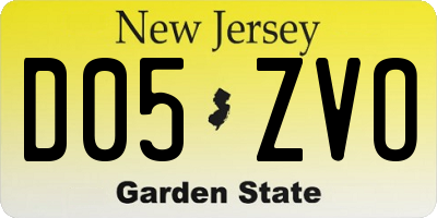 NJ license plate D05ZVO