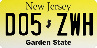 NJ license plate D05ZWH