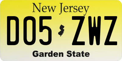 NJ license plate D05ZWZ