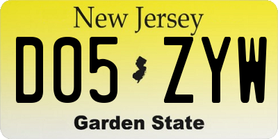 NJ license plate D05ZYW