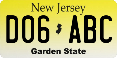 NJ license plate D06ABC