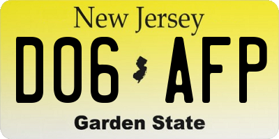 NJ license plate D06AFP