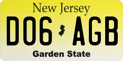 NJ license plate D06AGB