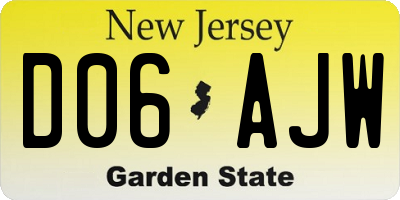 NJ license plate D06AJW