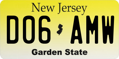 NJ license plate D06AMW