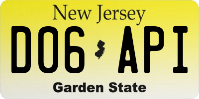 NJ license plate D06API