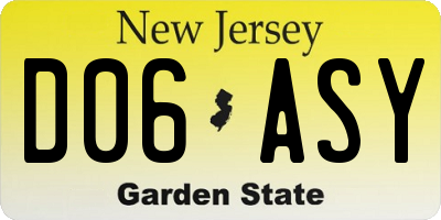 NJ license plate D06ASY