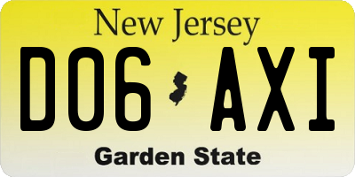 NJ license plate D06AXI