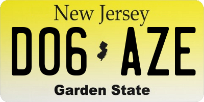 NJ license plate D06AZE
