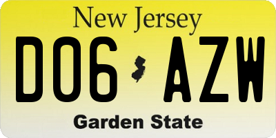 NJ license plate D06AZW
